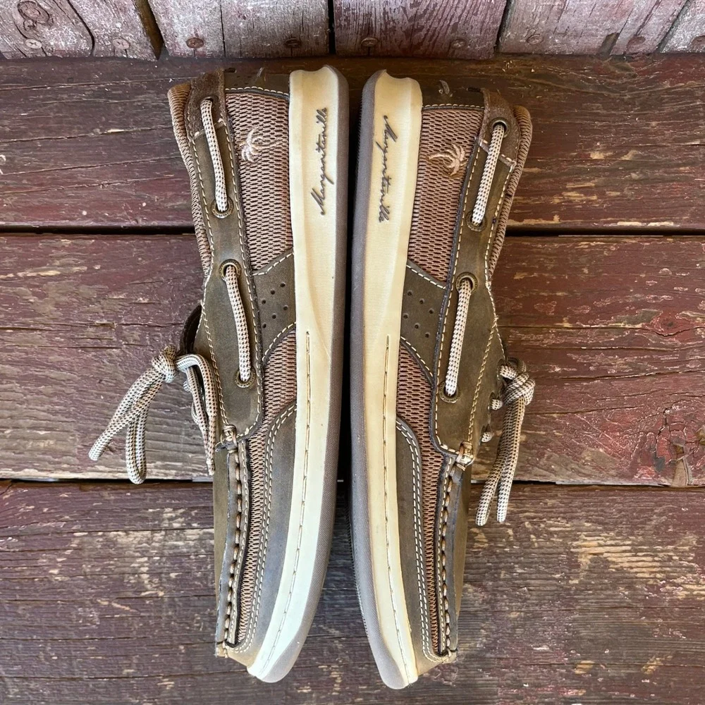 Margaritaville Men's US 9.5 Boat Shoes Beach Resort Soles Tropic Leather Brown
